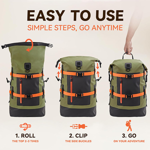 40L Sacs étanches étanches Sac à dos Heavy Duty PVC Roll Top pour Randonnée Embarquement Pêche <span class=keywords><strong>Voyage</strong></span> Camping Beach Adventures - Product Image 3