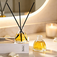 Flacon diffuseur de parfum vide en vrac, 30 ml, en verre transparent en forme de fleur, avec boîte colorée pour huile parfumée