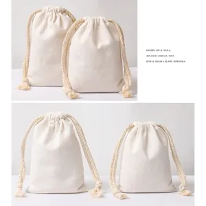 Recycled cotton canvas fabric bag small drawstring bag dustproof storage ecofriendly packaging cloth canvas drawstring bag