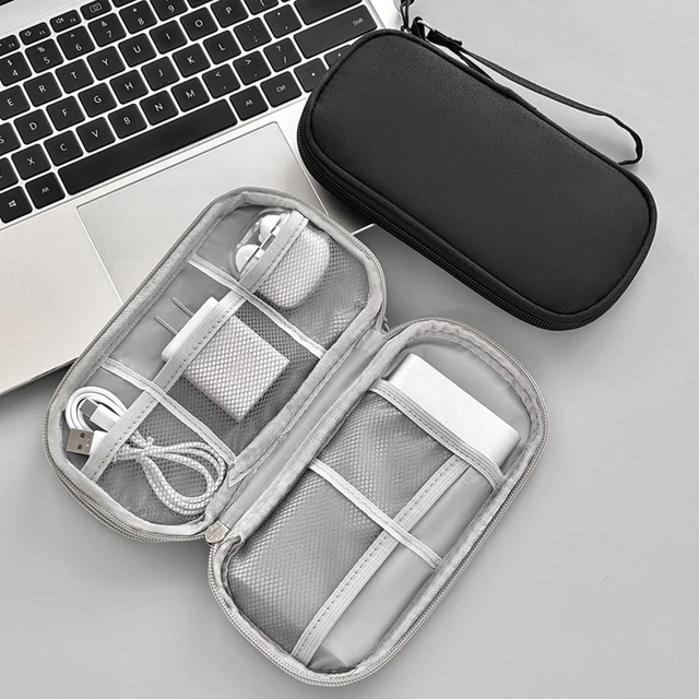 Portable Double Layer Electronics Organizer Bag Waterproof Travel Cable Storage Pouch for Charger Power Bank Case