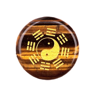 Chine vente 25MM mode potins disque naturel jaspe rouge Agate pierre sculpture taoïste <span class=keywords><strong>Yin</strong></span> et Yang potins Tai Chi diagramme - Product Image 5