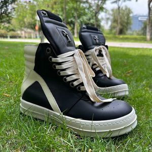 Baskets montantes à semelle épaisse en cuir pleine fleur noir et blanc <span class=keywords><strong>Rick</strong></span> <span class=keywords><strong>Owens</strong></span>, style européen-américain sombre, type bottines - Product Image 4