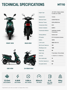 Scooter à essence 50cc 4 temps refroidi par air EEC EURO 5, vitesse 45 km/h, réservoir de carburant 5,4 L, frein à disque avant, frein à tambour arrière, EFI, cyclomoteur à essence - Product Image 3