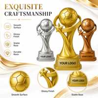 Trophée de football en résine écologique OEM ODM avec impression UV, prix personnalisable en forme de ballon de football pour les nouveaux cadeaux promotionnels