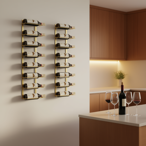 Estante para vino de metal dorado para montar en la pared, capacidad para 10 botellas, juego de 2 piezas, muebles modernos para el hogar - Product Image 2