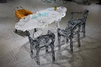 Table basse en résine transparente à texture d'ondulation d'eau personnalisée, aspect glace, grande dalle artistique en époxy pour villa de luxe