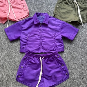 Nylon Shorts Tracksuit for Women Summer Casual Wear Two Piece Jogging Suit Custom High Quality Polyester Windbreaker Shorts Set - Product Image 3