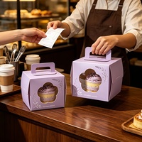 Boîte à pâtisserie portable de luxe de 4 pouces avec fenêtre transparente, boîte d'emballage pour gâteaux, boîte à emporter pour boulangerie, logo personnalisé