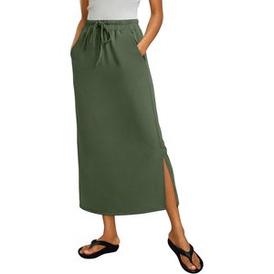 Jupe longue femme FOXA taille haute avec cordon de serrage, coupe droite, décontractée, idéale pour l'été, le bureau et les sorties du week-end - Product Image 1