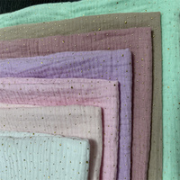 Tissu en crêpe de coton biologique, tissu pour vêtements, feuille d'argent, coton pur, double couche, couleur unie, doux et respirant