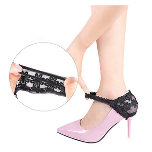 Bande de Fixation en dentelle élastique douce et <span class=keywords><strong>Anti</strong></span>-chute noire, sans nœud, boucle de lacet pour chaussures à talons hauts - Product Image 2