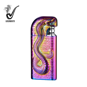 Allume-cigare double à logo personnalisé Allumeur en métal <span class=keywords><strong>serpent</strong></span> de secours Briquets à cigare Dragon Torche à flamme rechargeable à jet de butane - Product Image 2