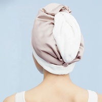 Serviette de bain turban double couche en soie de mûrier et de bambou pour le séchage des cheveux en microfibre
