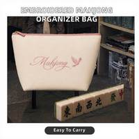 Sac de rangement personnalisé brodé pour Mahjong avec fermeture éclair et poches intérieures pour les tuiles, accessoires de poker, trousse de maquillage pour les loisirs