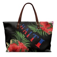 Sac à main en cuir PU imperméable imprimé Haïti pour femmes, sac à main tendance, sac à main de plage des îles haïtiennes, sac fourre-tout avec poignée supérieure