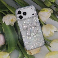 3D Strass Schleife Herz Holografische Handyhülle Weiche TPU für iPhone X 11 12 13 14 15 16 17 18 Samsung Redmi OPPO VIVO
