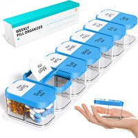 Boîte à pilules portable grande capacité en plastique PP coloré à 14 compartiments, organisateur hebdomadaire de comprimés détachable, personnalisable avec logo, mini