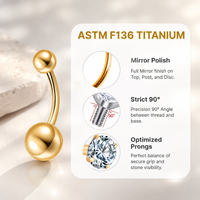 Anneaux de nombril en titane de qualité implantable Aopo ASTM F136, bijoux de piercing corporel raffinés