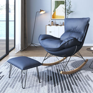 Sillón de lujo de cuero y terciopelo, sillón individual tapizado para sala de estar, oficina, hotel, ocio - Product Image 3