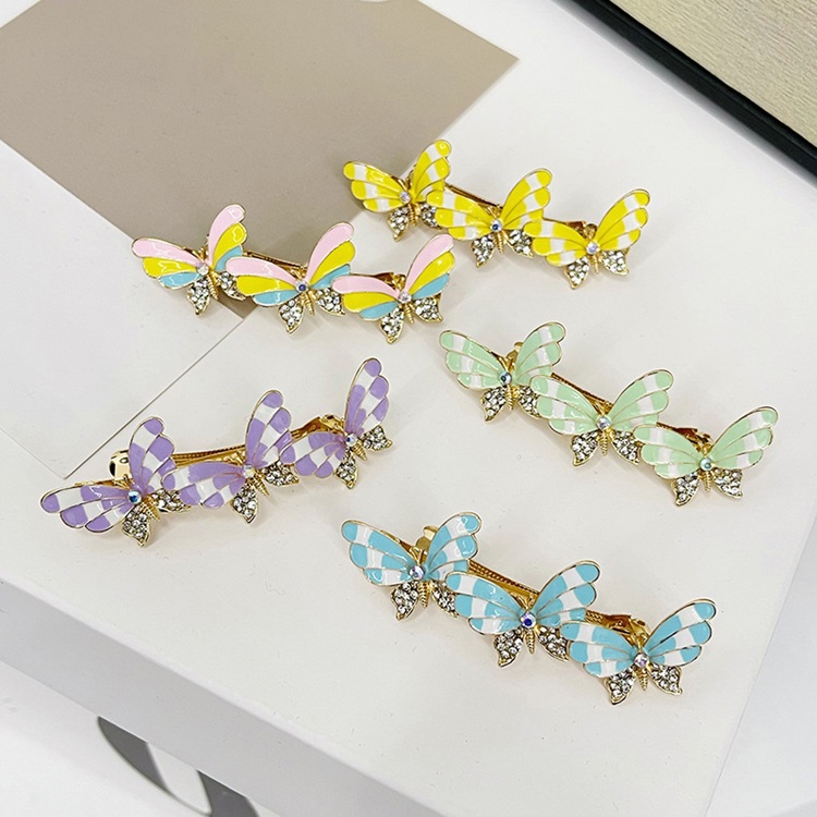 Fashion Design Girls Ponytail Hairpin Drip Oil Butterfly Spring Hair Clip Sweet Butterfly Hairgrip for Women