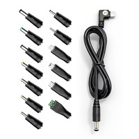 Kit Kabel Daya USB C ke DC dengan 13 Buah Ujung Konektor DC Multi Ukuran yang Dapat Diganti, Kabel Catu Daya DC Tipe C