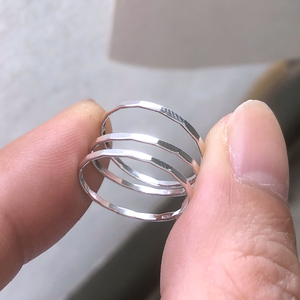 Trendiger 925 Sterling Silber Gehämmerter Stapelring für Damen und Herren Schmuck - Product Image 4