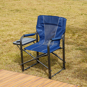 Chaise de Réalisateur Pliante en Métal Robuste Portable d'Extérieur avec Accoudoir, <span class=keywords><strong>Table</strong></span> Latérale et Porte-Gobelet - Product Image 1