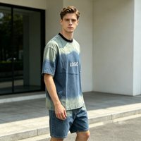 Ensembles de t-shirts en denim de haute qualité pour hommes, shorts en jean à manches courtes avec imprimé singe, ensembles en denim deux pièces pour hommes, décontractés pour l'été, 420g