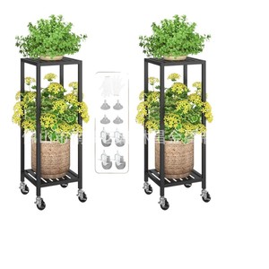 Soporte moderno para plantas de hierro con ruedas para uso en interiores y exteriores, resistente, para esquinas, baños, terrazas y pisos. - Product Image 1
