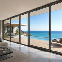 Fenêtre coulissante en aluminium Haoyue, contemporaine, en verre renforcé, grande vue, pour maison côtière