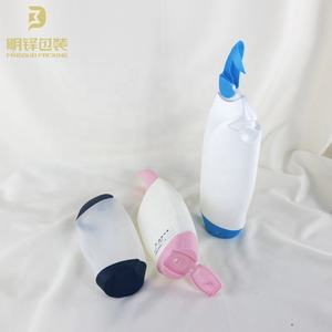 Flacons cosmétiques ovales en plastique à pression, pour gel douche, gommage corporel, soin <span class=keywords><strong>de</strong></span> la peau, couleur naturelle <span class=keywords><strong>rose</strong></span> blanc, avec bouton-poussoir - Product Image 2