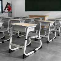 Meubles de classe bon marché, petit bureau d'étude ergonomique, ensemble de bureau et de chaise réglable pour lycéens