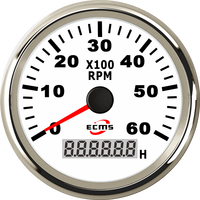 Tachometer Mesin Kapal Luar Papan (Outboard) Tahan Air ECMS dengan Pengukur Jam dan Penghitung Putaran (REV Counter) RPM 6000