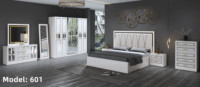 Ensemble de meubles de chambre à coucher de luxe, 5 pièces, panneau de chambre à coucher, lit king size de 1.8m