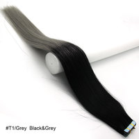 Extensions de cheveux à bande adhésive pour femmes, cheveux Remy, différentes couleurs, blond, Ombre, Balayage