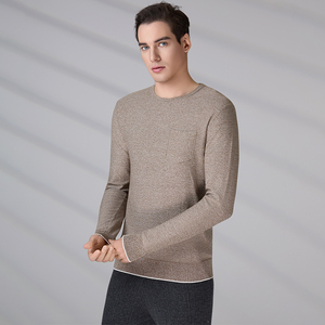 เสื้อสเวตเตอร์คอวี แขนยาว ผ้าคอตตอน 100% สำหรับผู้ชาย แต่งขอบตัดกันแบบพิเศษ เนื้อผ้านุ่ม สวมใส่สบาย มีกระเป๋า - Product Image 6