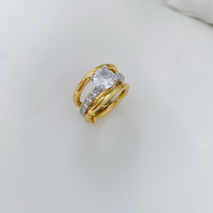 Anillo de Zirconia Multicapa D927 al por Mayor, Joyería Única de Latón Chapado en Oro para Mujer y Hombre, Anillos de Dedo con Circonitas para el Uso Diario - Product Image 6