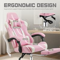 Chaise de jeu en cuir PU pour femme ALINUNU avec logo personnalisé, repose-pieds, appui-tête et soutien lombaire pour chaises de jeu sur ordinateur