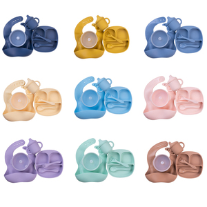 2023 New 100% Food Grade 6-pack Baby Product Supplies Soft Silicone Bib <strong>Spoon</strong> Bowl Baby Dinnerware Feeding Set - Product Image 5