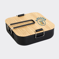 Boîte à déjeuner en bambou, Camping en plein air écologique, monocouche, en aluminium, boîtes à déjeuner pour enfants, récipient alimentaire en métal avec couvercle et poignée