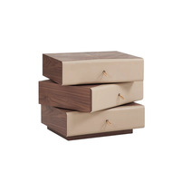 Table de chevet rotative à 3 tiroirs en bois massif, style italien minimaliste, luxe léger, commode de chambre rétro