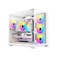 Boîtier PC ATX tendance BTF avec panneau latéral avant en verre trempé, hauteur du refroidisseur CPU de 165 mm, boîtier de jeu