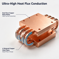 Dissipateur thermique en cuivre à haute conductivité thermique, plaque froide à caloduc brasé sous vide pour diodes laser, IGBT et onduleurs industriels