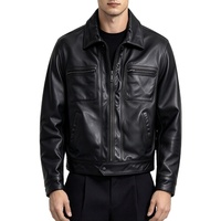 Veste en cuir véritable pour homme, noire, de haute qualité, style slim, décontractée, en cuir de vachette jaune tanné végétal, effet vieilli