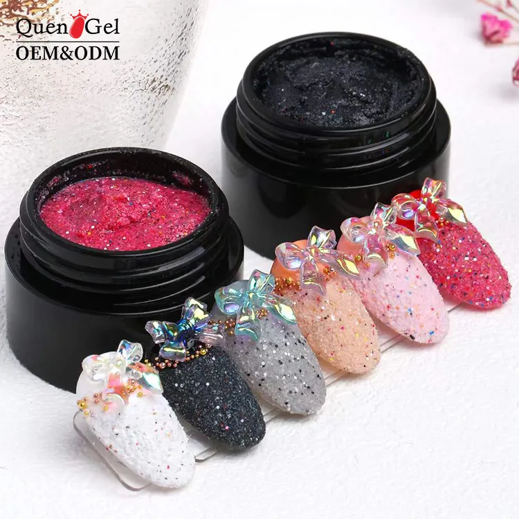 Etiqueta privada de alta calidad 3D Gel de yeso Nail Color Nail Art UV Tweed Yeso Gel de yeso