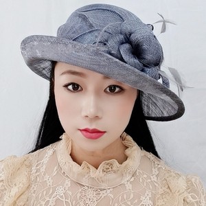 Mode <span class=keywords><strong>chic</strong></span> femmes dames 6 couleurs sinamay fleur protection UV chapeau de soleil Kentucky Derby église chapeau de fête de mariage - Product Image 3