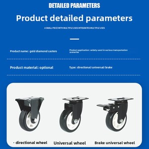 Ruote girevoli in oro leggero PP da 3 pollici da 2.5 pollici da 4 pollici rotanti universali silenziose per freni ruote per mobili carrello resistente all'usura - Product Image 3