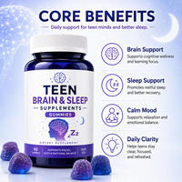 Gummies de mélatonine végétaliennes pour le cerveau et le sommeil, marque privée, OEM/ODM, concentration et sommeil, 60 gummies, complément alimentaire