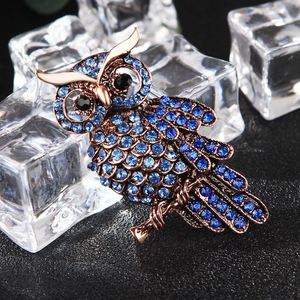 เข็มกลัดติดเสื้อผ้าสำหรับผู้หญิงเข็มกลัดรูปนกฮูกติดเพชรเต็มเม็ดเพชรสีฟ้าเรียบง่ายทันสมัย - Product Image 2