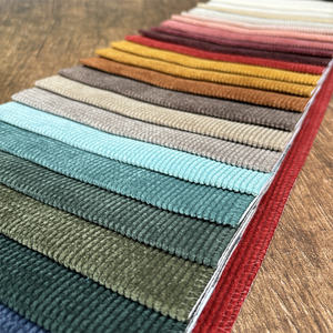 热卖涤纶素色宽羽状条纹灯芯绒天鹅绒提花沙发面料凯特 - Product Image 1